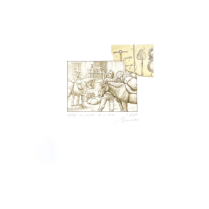 Графика на Ясен Гюзелев "Пътешествие до центъра на Земята" - Жул Верн, гл. X L4 - НЕРАМКИРАНА голям формат